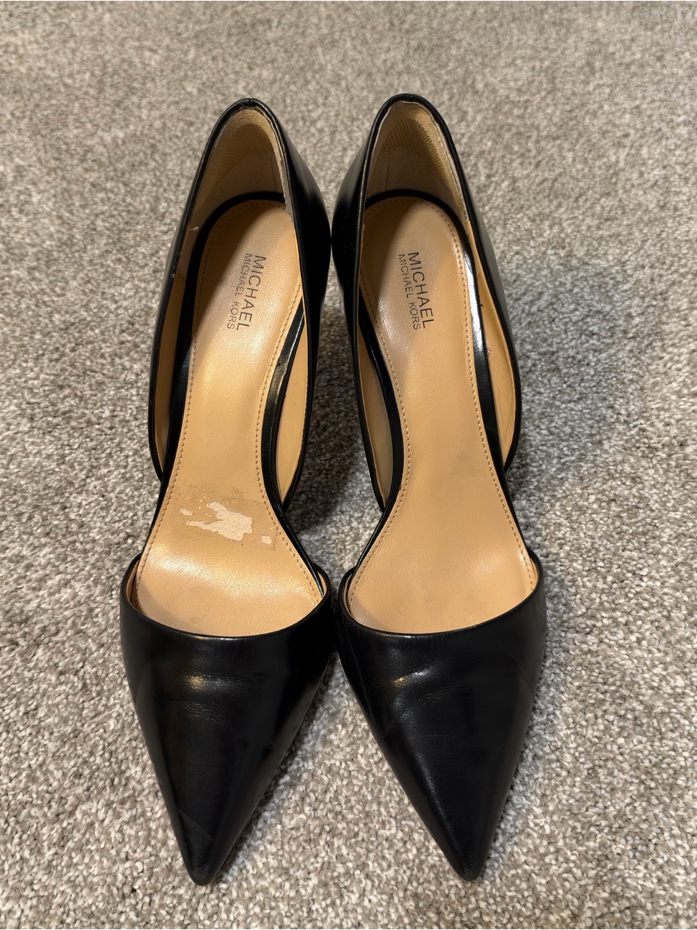 MICHAEL KORS Black Leather Flex Pointed Toe D'Orsay Pumps Heels Size 9.5M - Picture 2 of 7